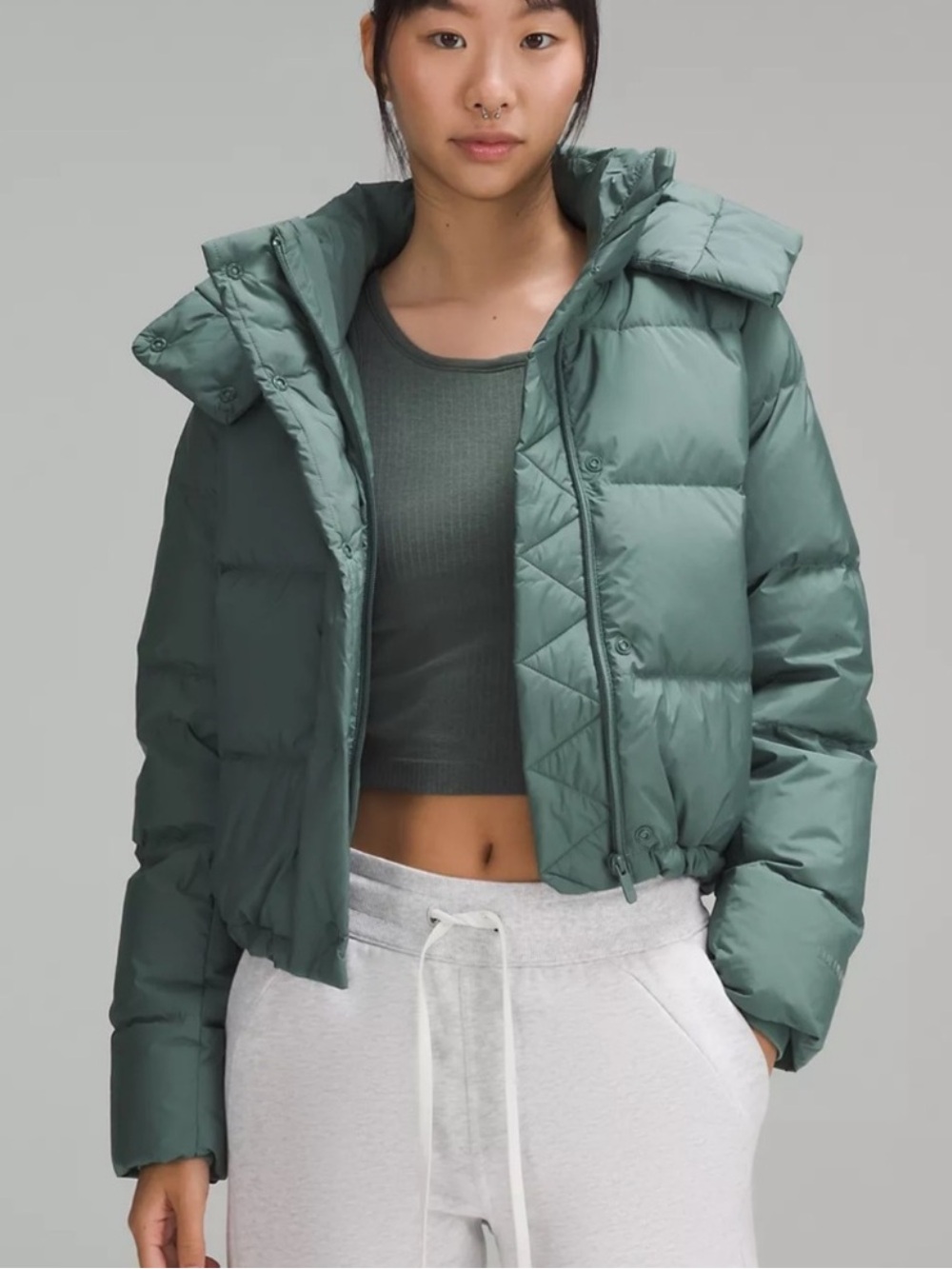 lululemon athletica Cropped Wunder Puff Puffer Jacket - Sage Green